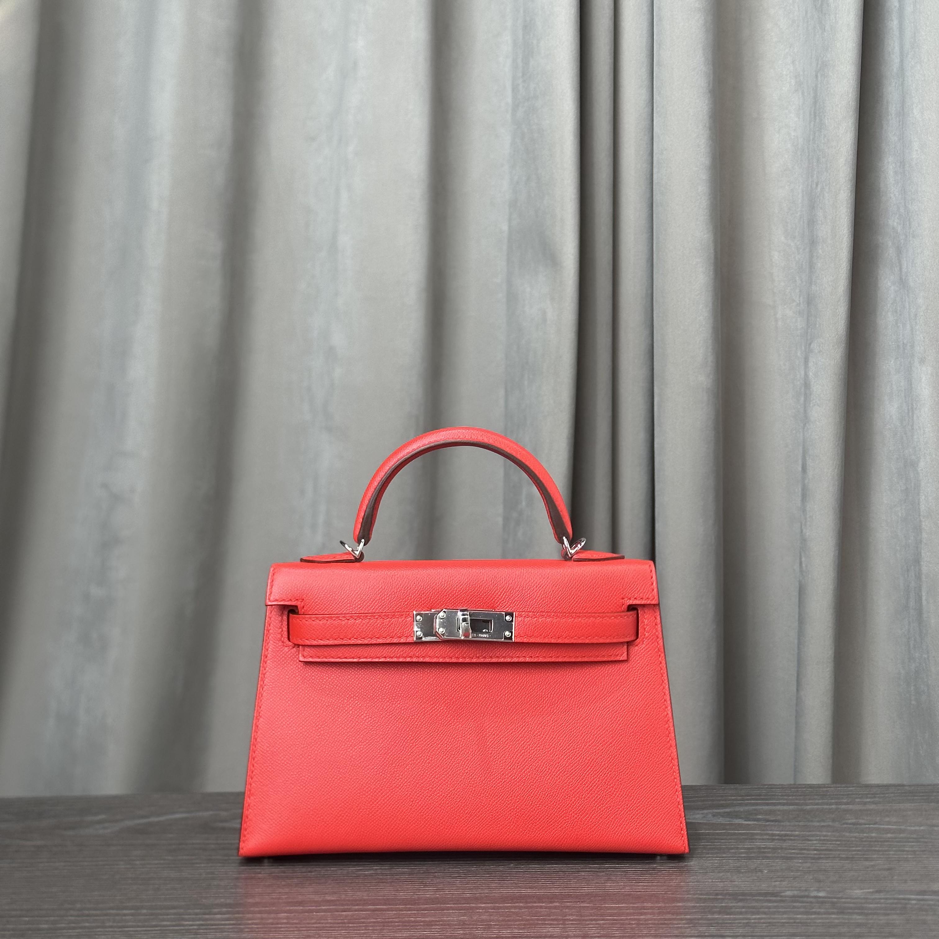Hermès Rouge De Coeur Mini Kelly Sellier 20 Madame Palladium Hardware