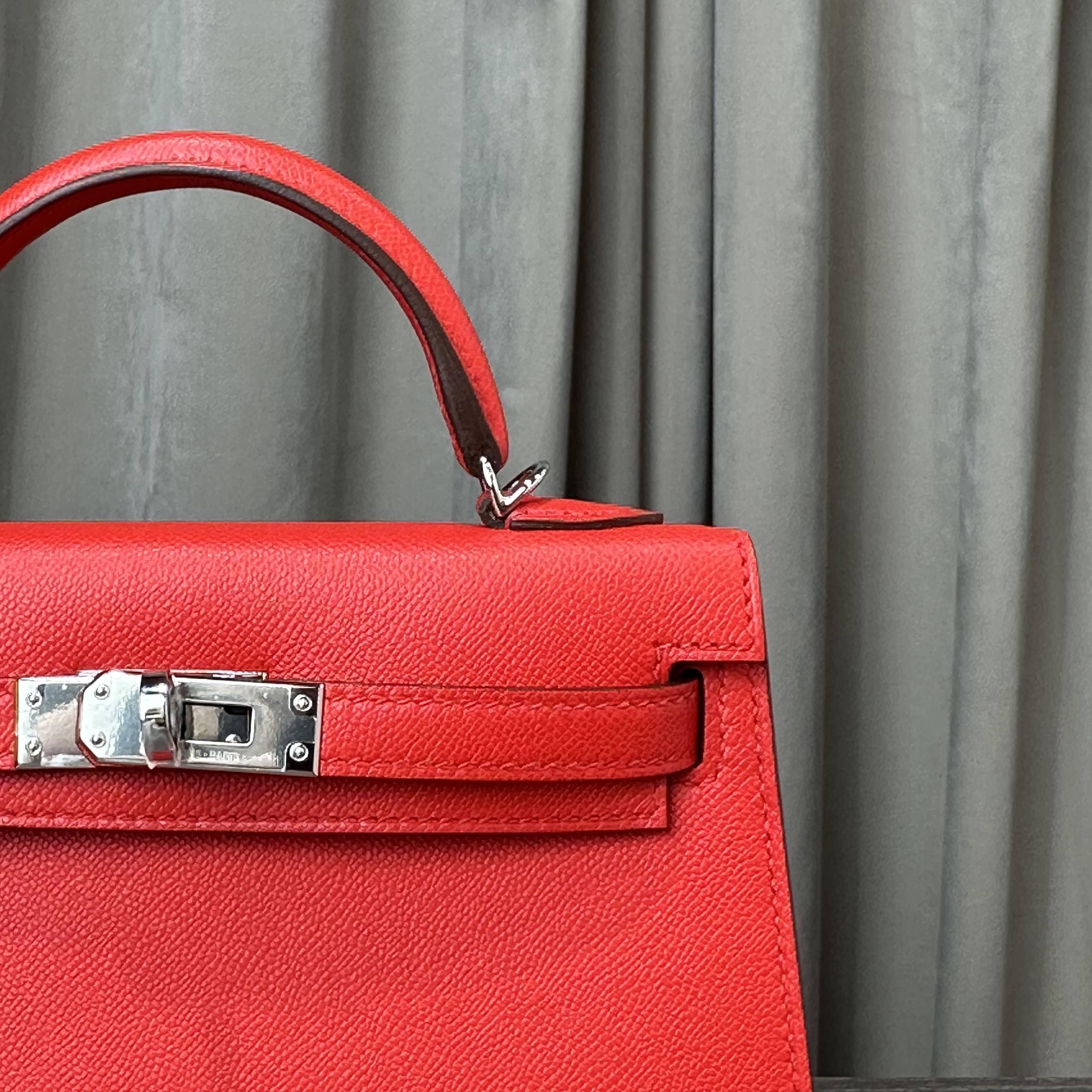 Hermès Rouge De Coeur Mini Kelly Sellier 20 Madame Palladium Hardware