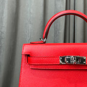 Hermès Rouge De Coeur Mini Kelly Sellier 20 Madame Palladium Hardware