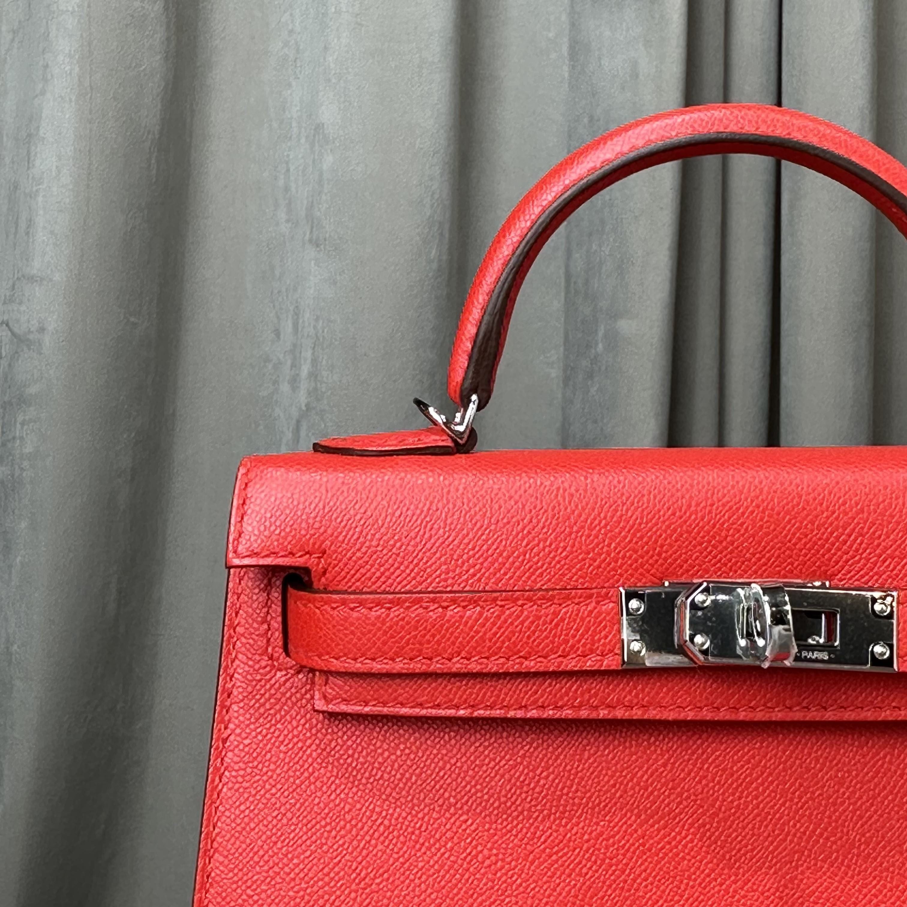 Hermès Rouge De Coeur Mini Kelly Sellier 20 Madame Palladium Hardware