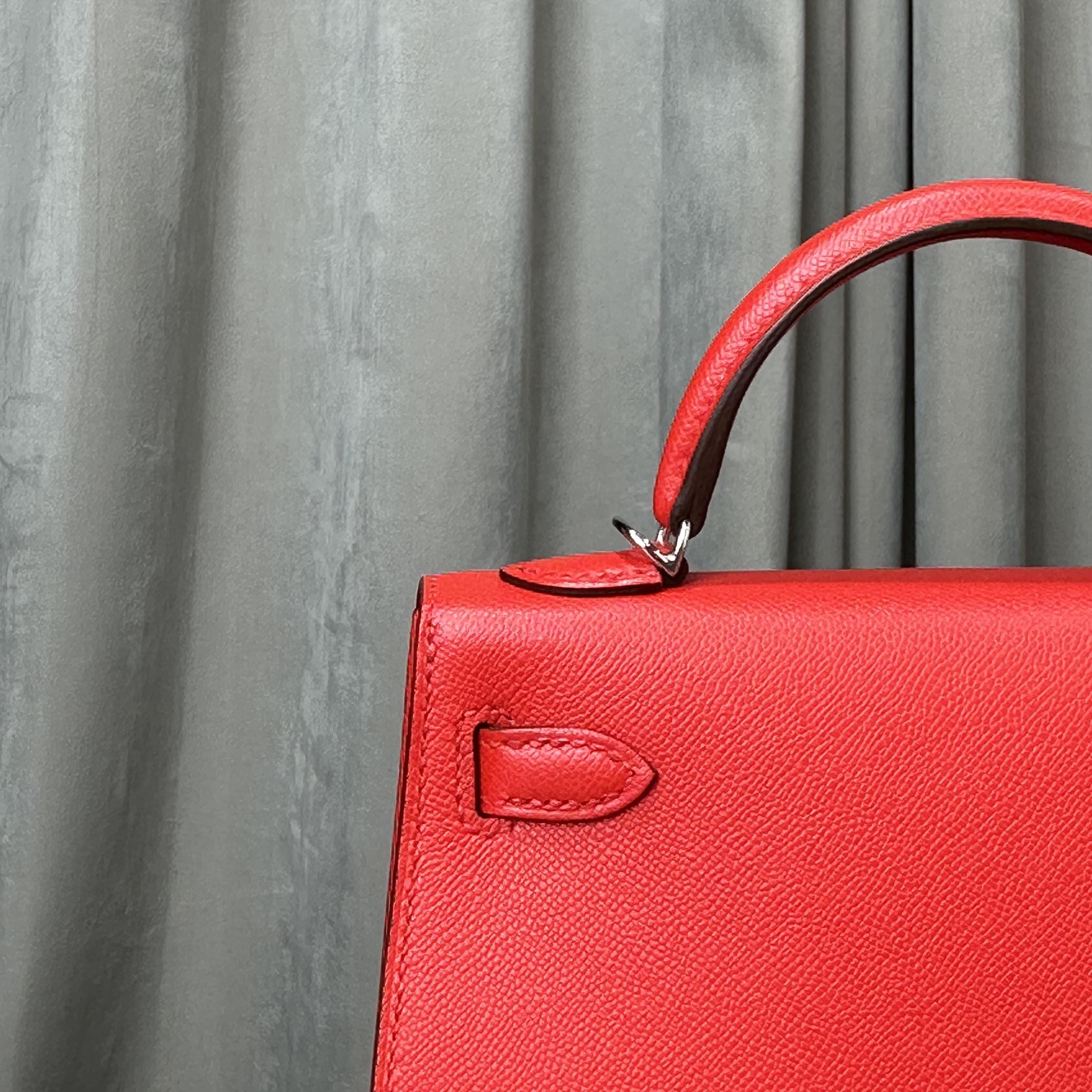 Hermès Rouge De Coeur Mini Kelly Sellier 20 Madame Palladium Hardware