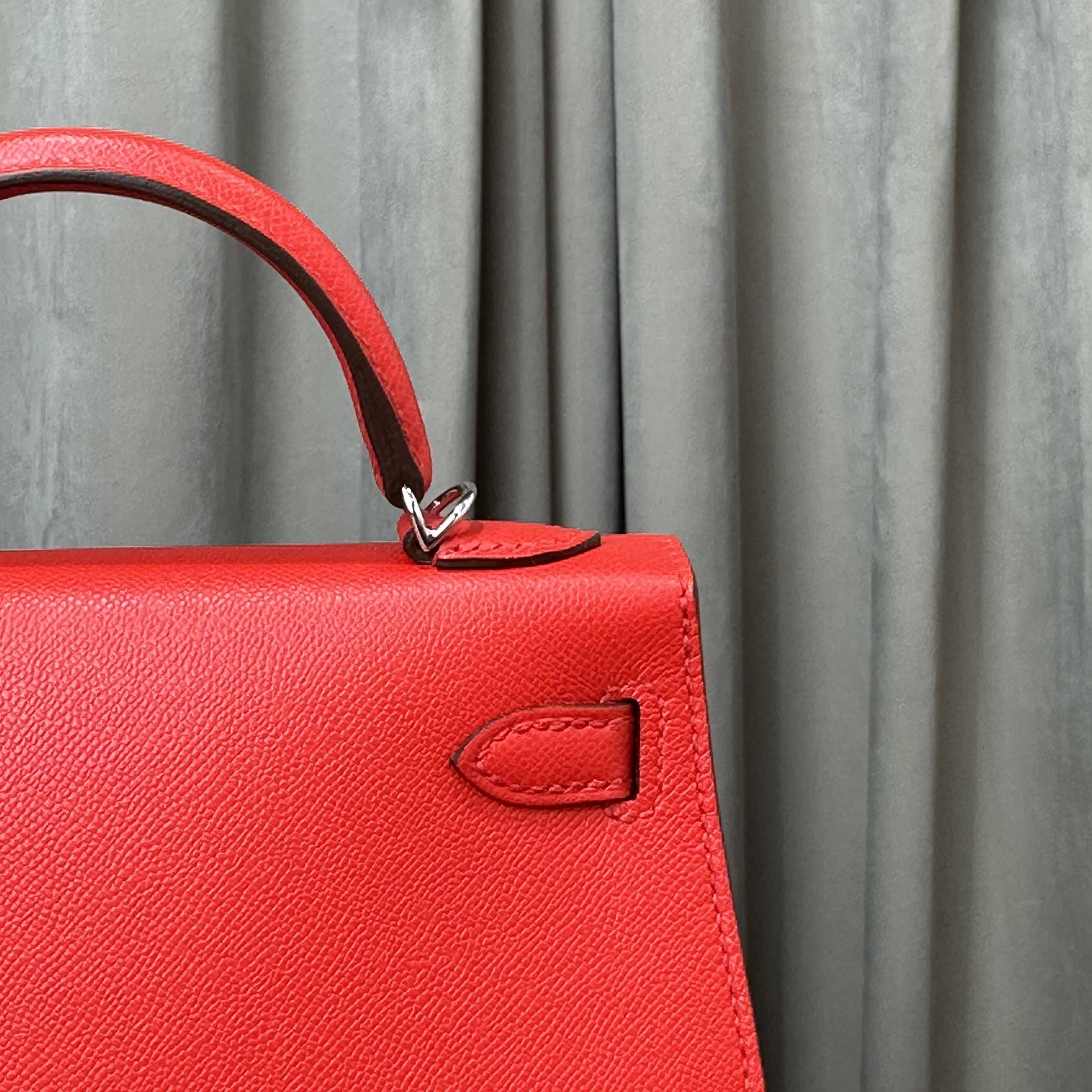 Hermès Rouge De Coeur Mini Kelly Sellier 20 Madame Palladium Hardware