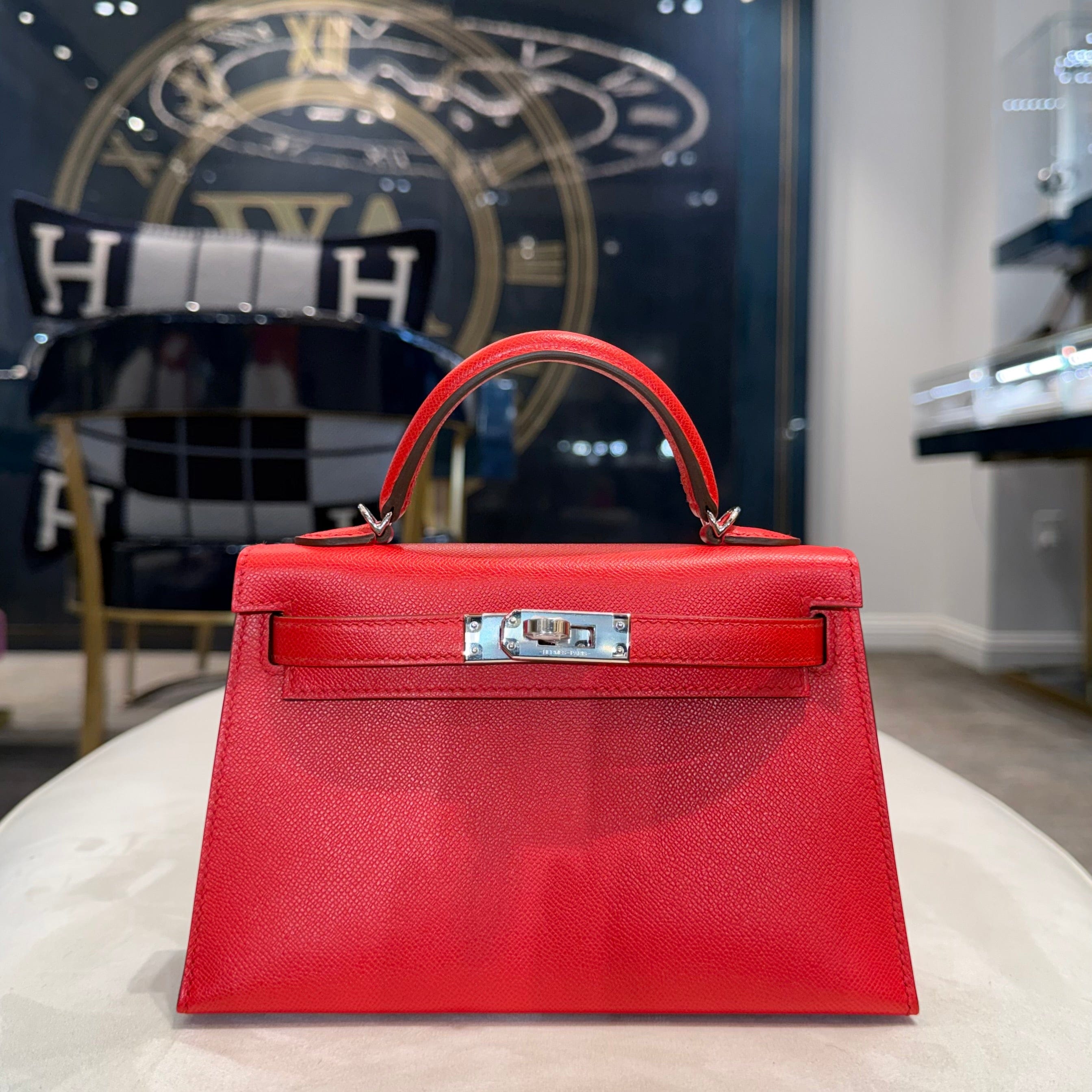 Hermès Rouge De Coeur Mini Kelly Sellier 20 Madame Palladium Hardware