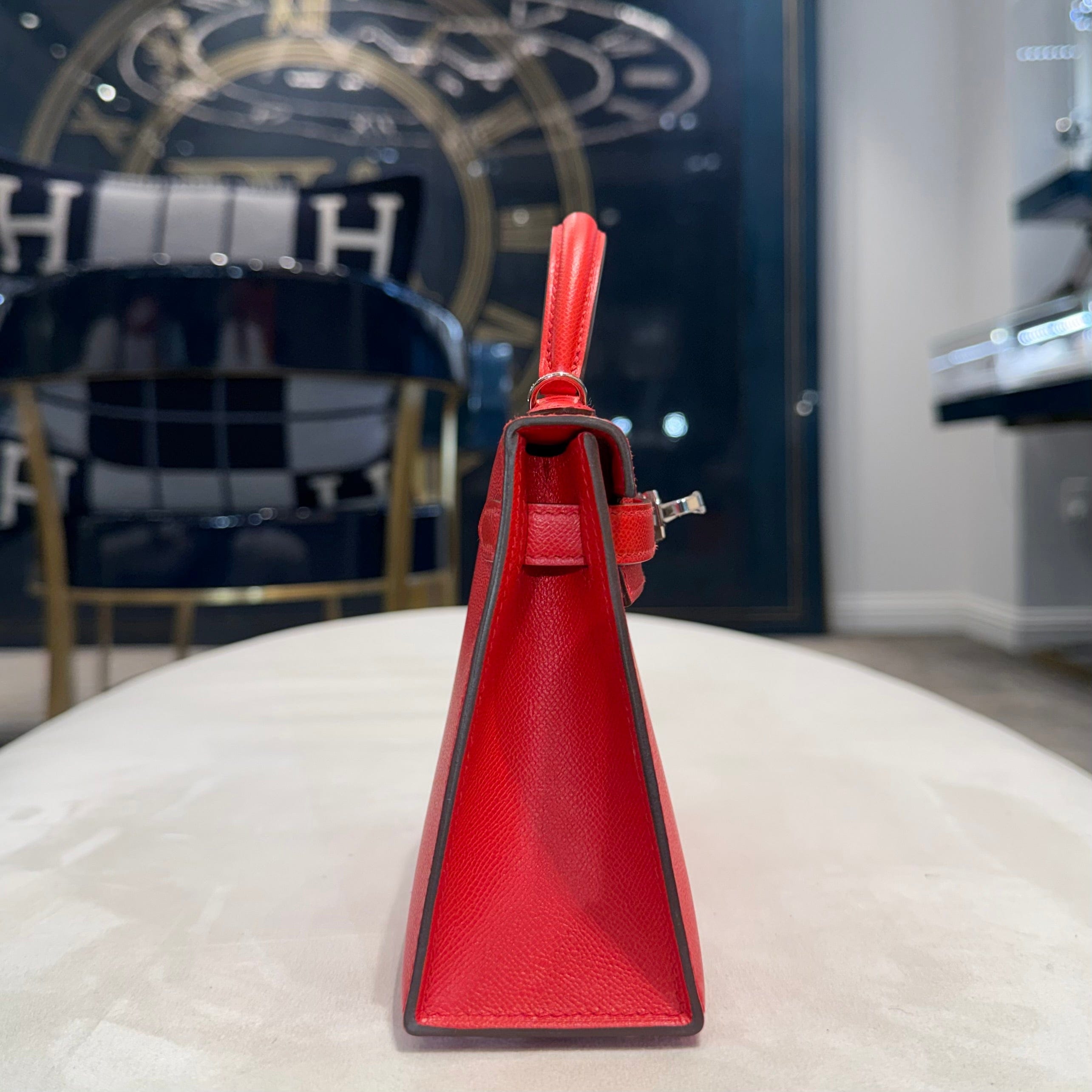 Hermès Rouge De Coeur Mini Kelly Sellier 20 Madame Palladium Hardware