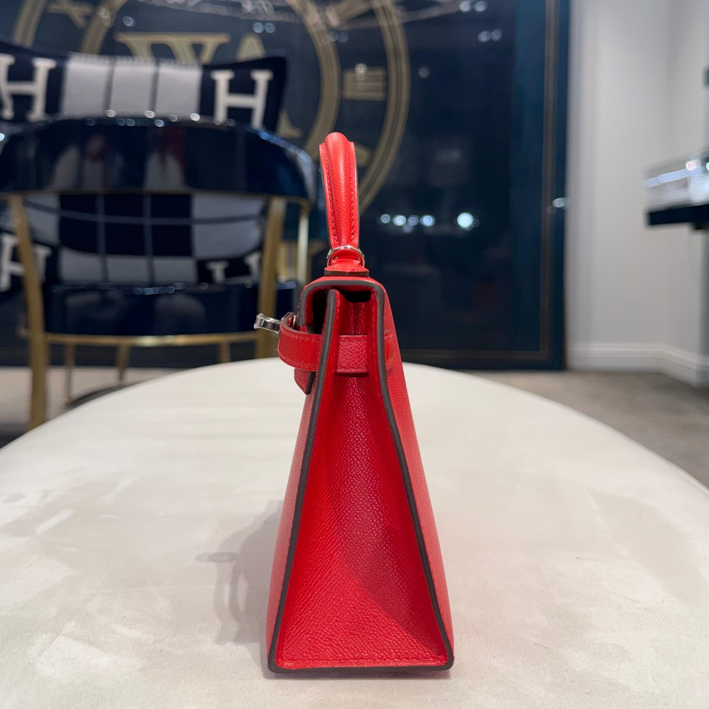 Hermès Rouge De Coeur Mini Kelly Sellier 20 Madame Palladium Hardware