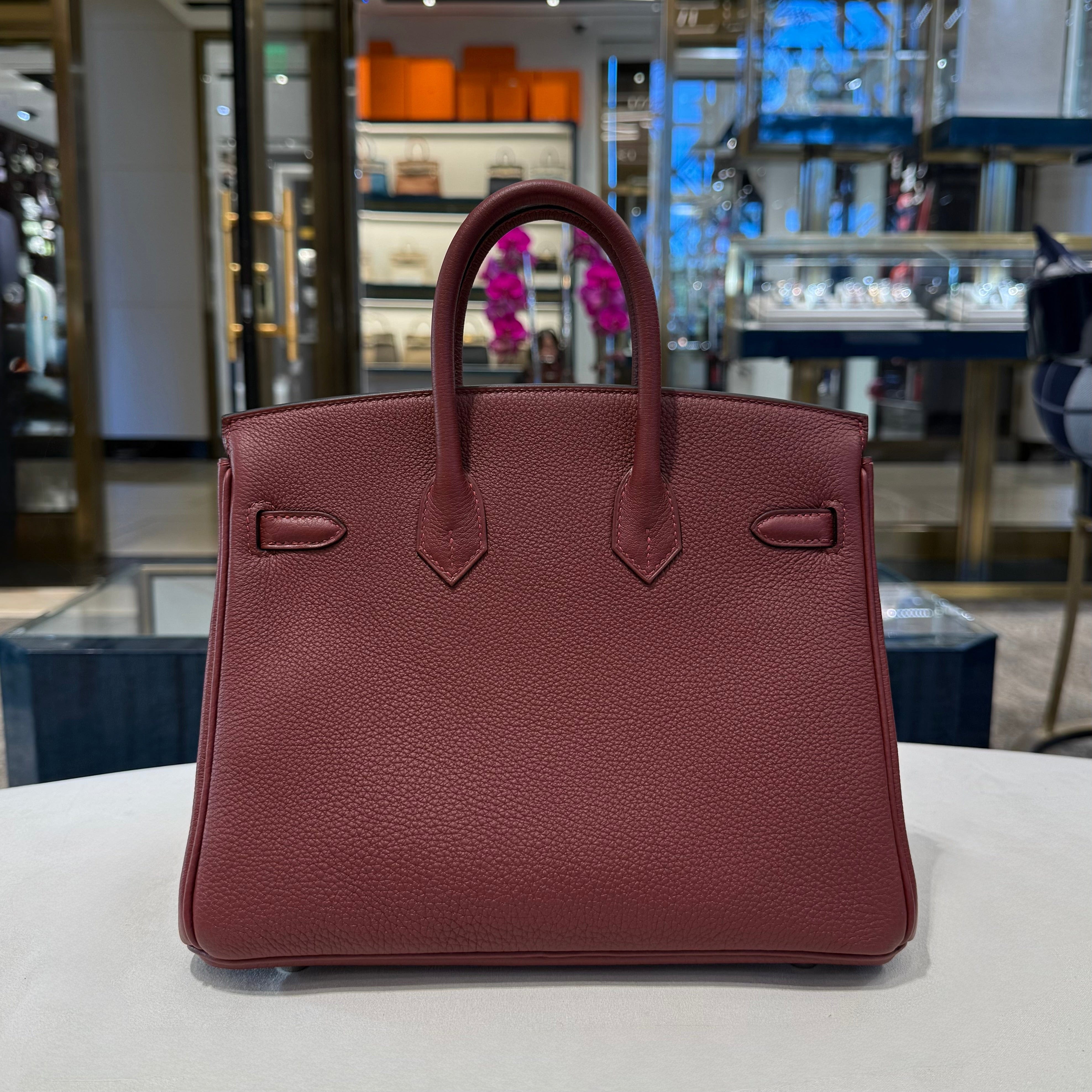 Hermès Rouge H Birkin 25 Togo Palladium Hardware