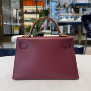 Hermès Rouge H/Gold/Bai Brun Mini Kelly Sellier 20 Epsom Palladium Hardware