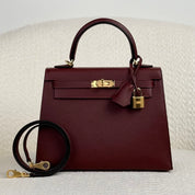 Hermès Rouge H Kelly Sellier 25 Epsom Gold Hardware