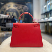 Hermès Rouge Piment Kelly 25 Sellier Epsom Gold Hardware