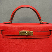 Hermès Rouge Tomate Mini Kelly Sellier 20 Epsom Gold Hardware