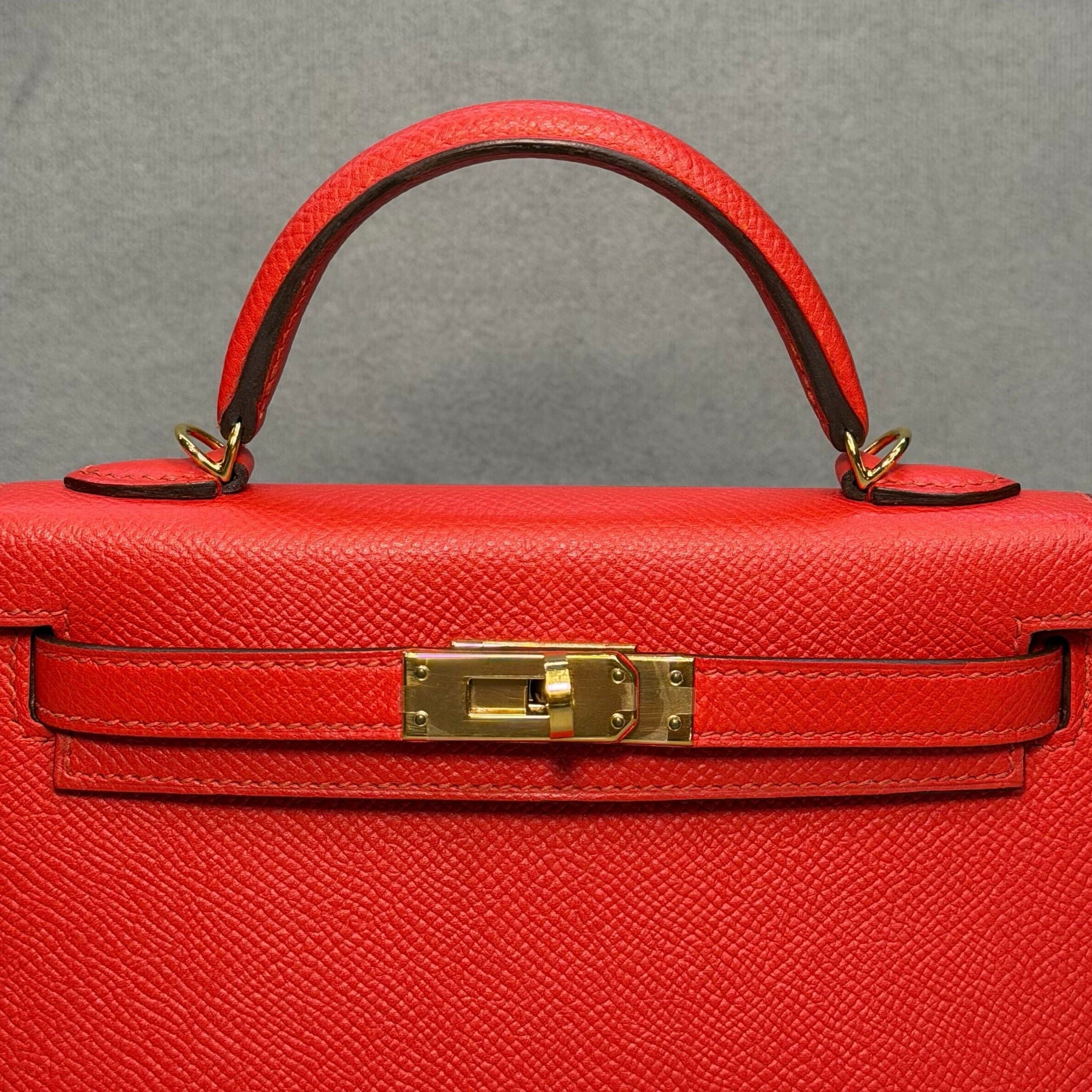 Hermès Rouge Tomate Mini Kelly Sellier 20 Epsom Gold Hardware