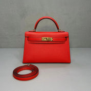 Hermès Rouge Tomate Mini Kelly Sellier 20 Epsom Gold Hardware