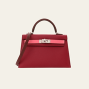 Hermès Rubis Rose Azalea Rouge Mini Kelly 20 Sellier Tricolore Epsom Palladium Hardware