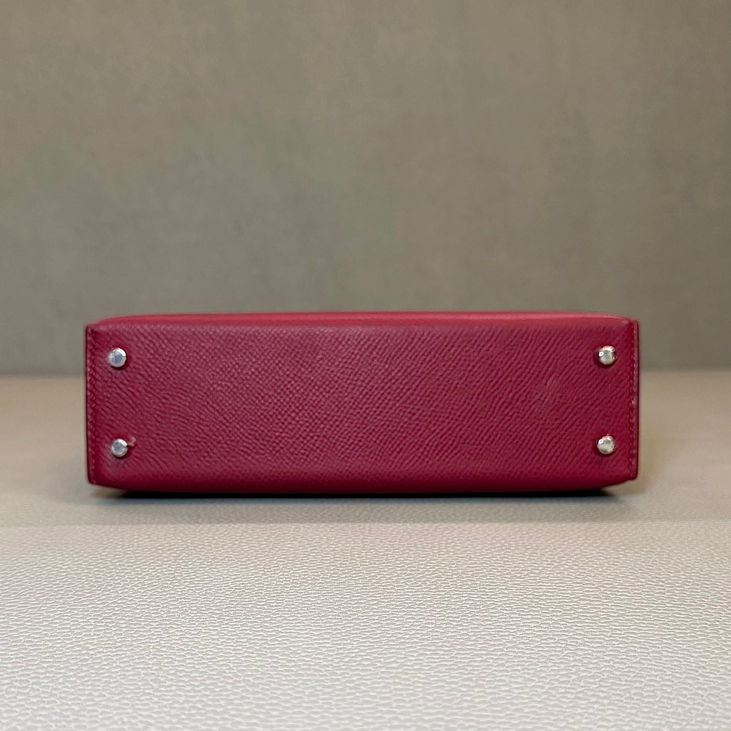 Hermès Rubis Rose Azalee Rouge Mini Kelly Sellier 20 Tricolore Epsom Palladium Hardware