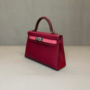 Hermès Rubis Rose Azalee Rouge Mini Kelly Sellier 20 Tricolore Epsom Palladium Hardware