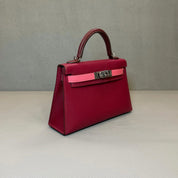 Hermès Rubis Rose Azalee Rouge Mini Kelly Sellier 20 Tricolore Epsom Palladium Hardware