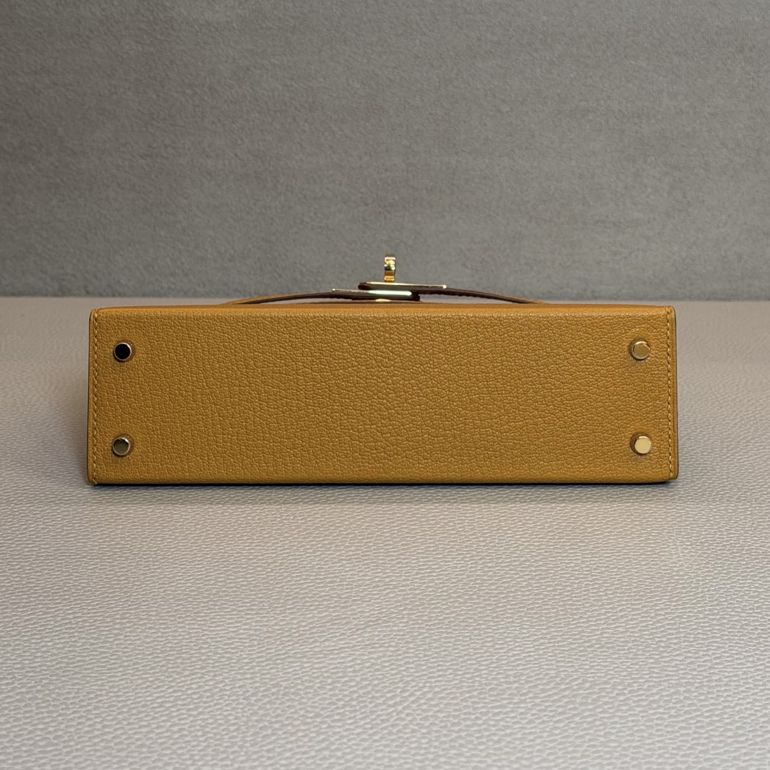 Hermès Sesame And Nata Mini Kelly Sellier 20 Verso Chèvre Mysore Permabrass Hardware