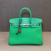 Hermès Vert Comics Birkin 25 Togo Matte Alligator Touch Palladium Hardware
