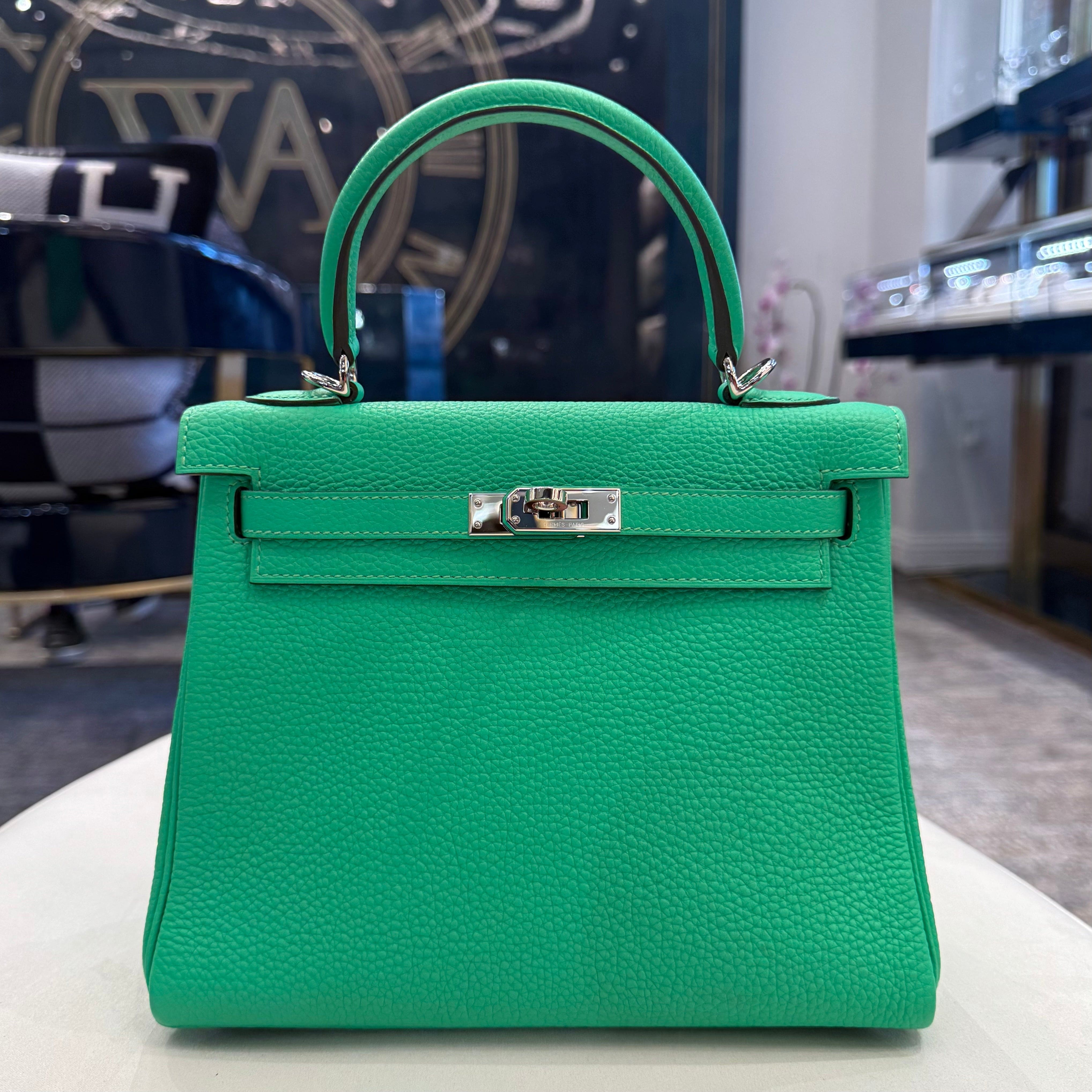 Hermès Vert Comics Kelly 25 Retourne Togo Palladium Hardware