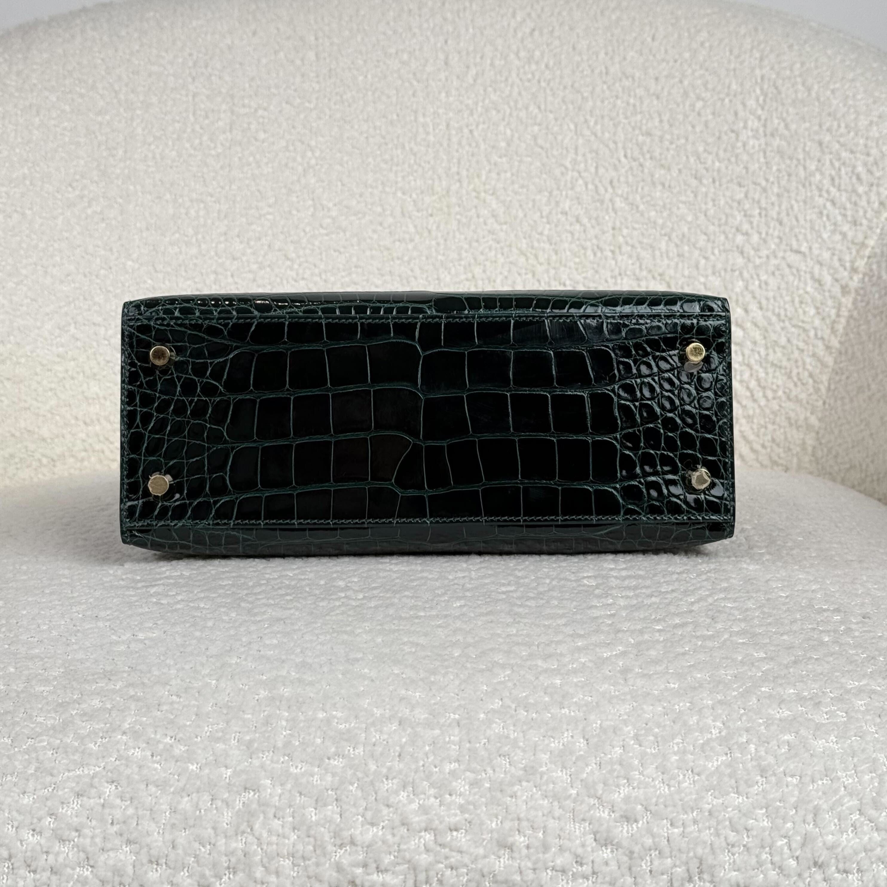 Hermès Vert Cypres Kelly Sellier 25 Alligator Mississippiensis Gold Hardware