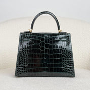 Hermès Vert Cypres Kelly Sellier 25 Alligator Mississippiensis Gold Hardware