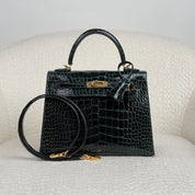 Hermès Vert Cypres Kelly Sellier 25 Alligator Mississippiensis Gold Hardware