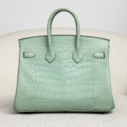Hermès Vert D’eau Birkin 25 Matte Alligator Gold Hardware