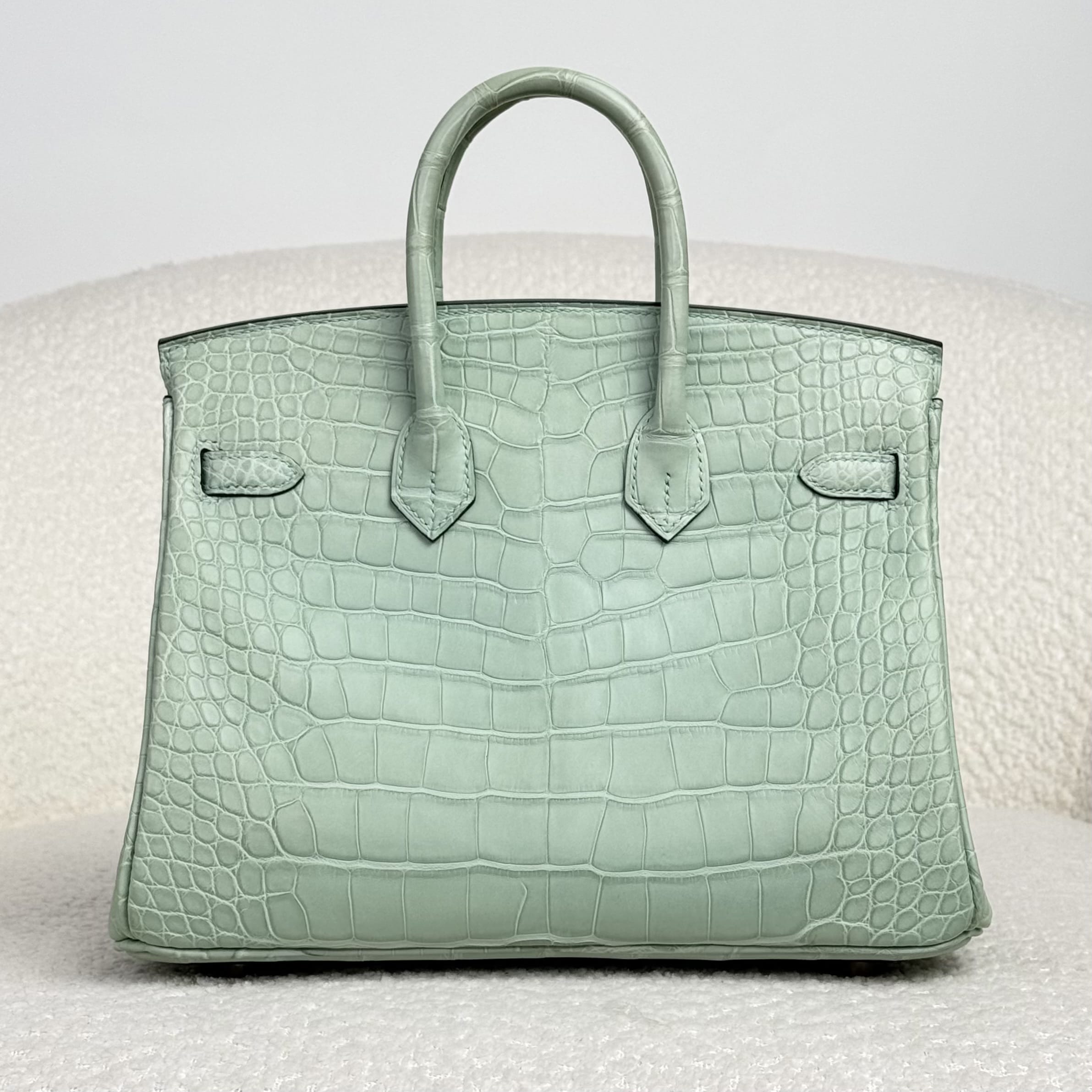 Hermès Vert D’eau Birkin 25 Matte Alligator Gold Hardware