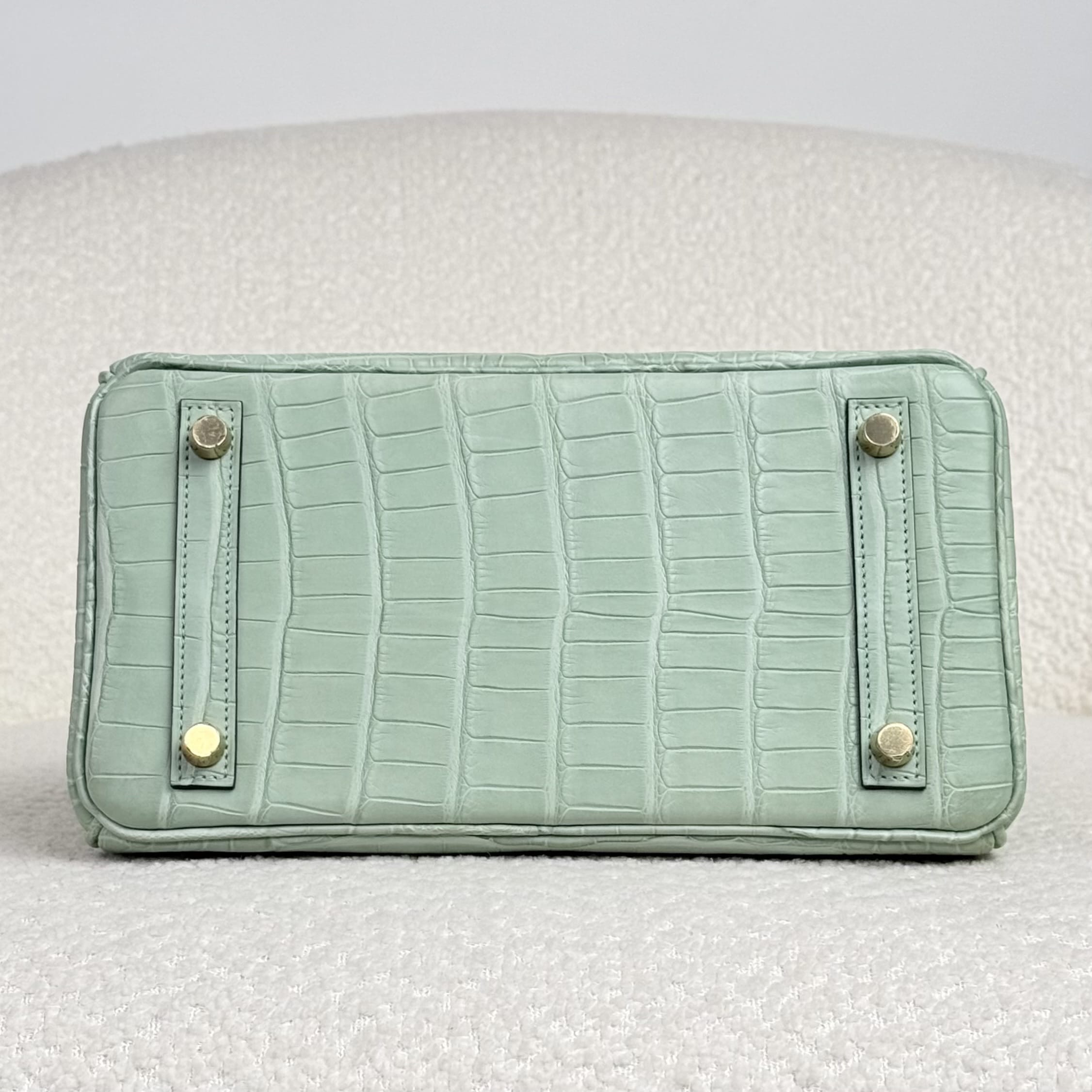 Hermès Vert D’eau Birkin 25 Matte Alligator Gold Hardware