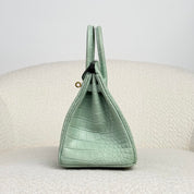 Hermès Vert D’eau Birkin 25 Matte Alligator Gold Hardware