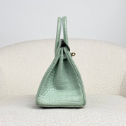 Hermès Vert D’eau Birkin 25 Matte Alligator Gold Hardware