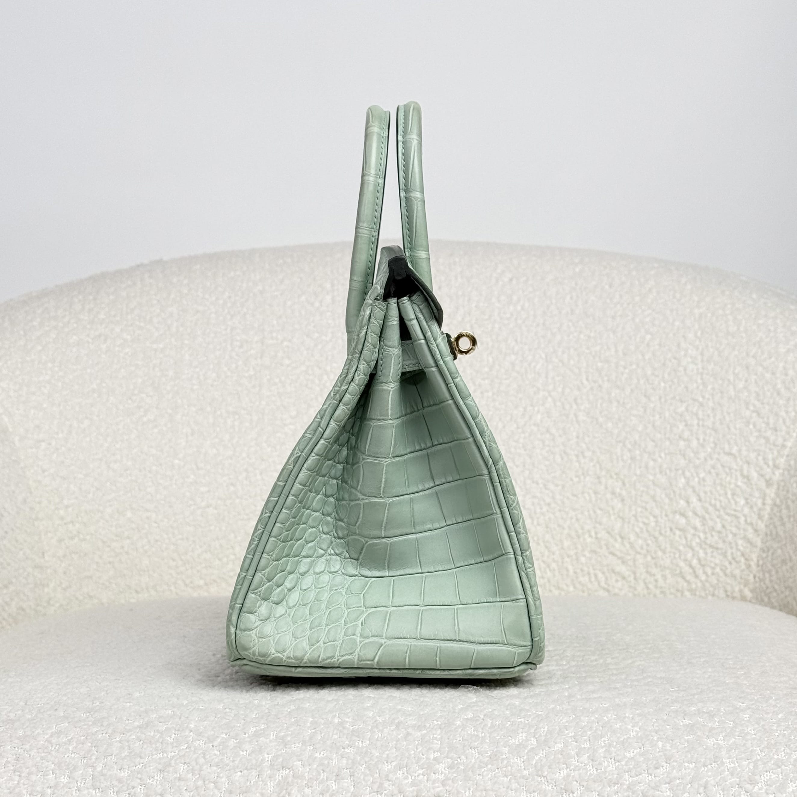 Hermès Vert D’eau Birkin 25 Matte Alligator Gold Hardware