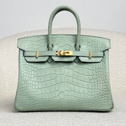 Hermès Vert D’eau Birkin 25 Matte Alligator Gold Hardware