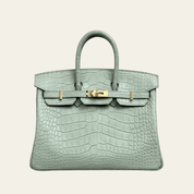 Hermès Vert D’eau Birkin 25 Matte Alligator Gold Hardware
