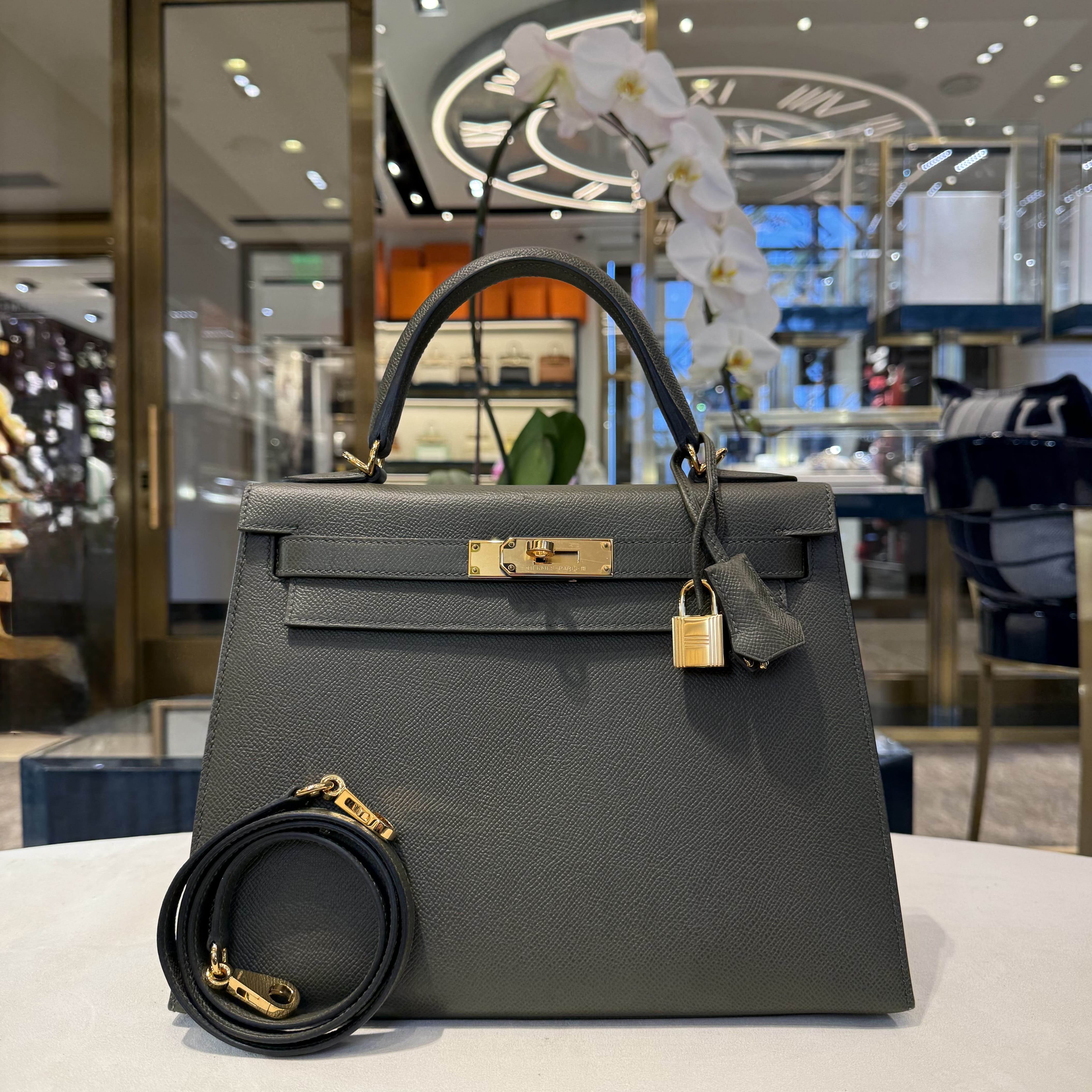 Hermès Vert De Gris Kelly Sellier 28 Epsom Gold Hardware – Jewels