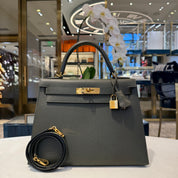 Hermès Vert De Gris Kelly Sellier 28 Epsom Gold Hardware