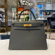 Hermès Vert De Gris Kelly Sellier 28 Epsom Gold Hardware