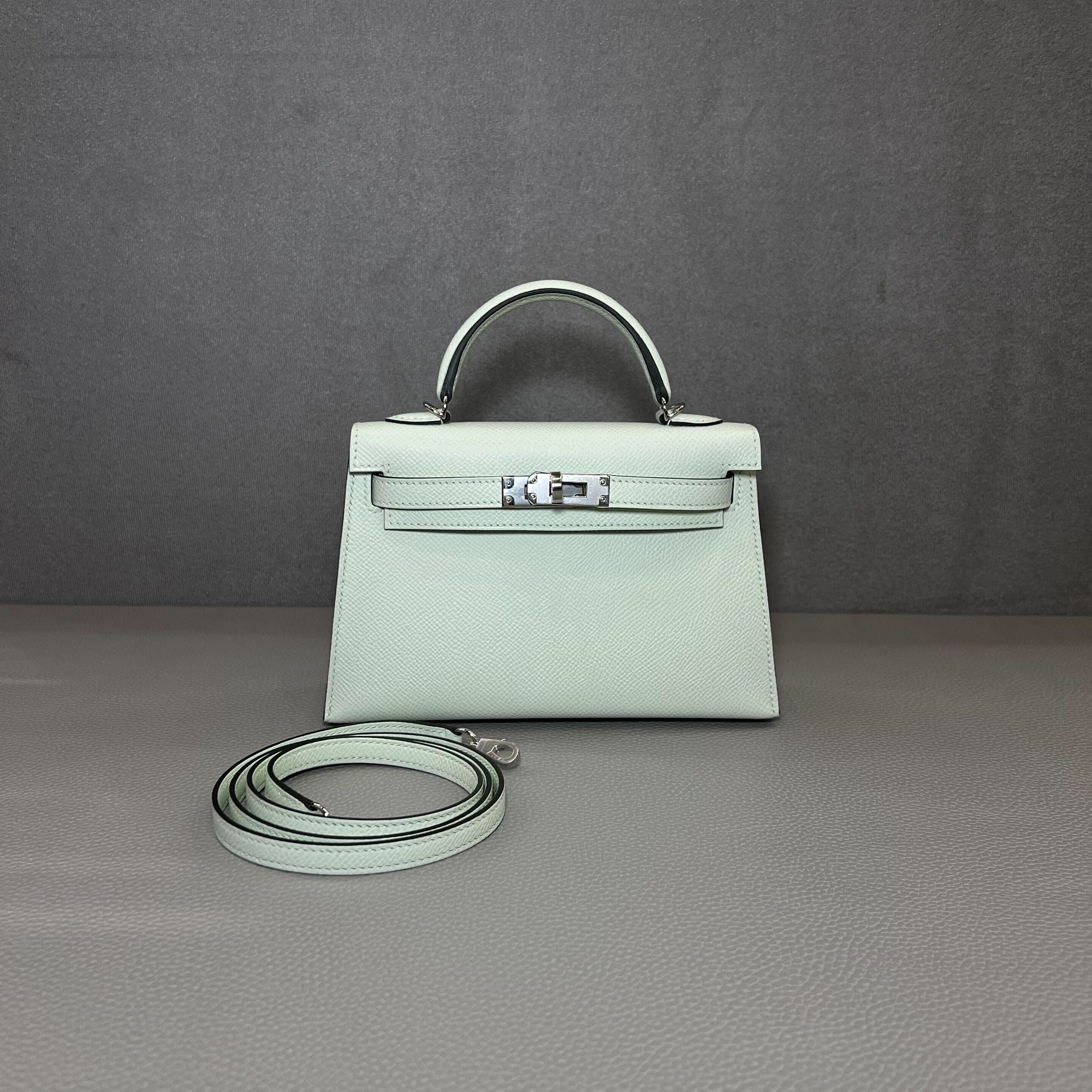 Hermès Vert Fizz Mini Kelly Sellier 20 Epsom Palladium Hardware