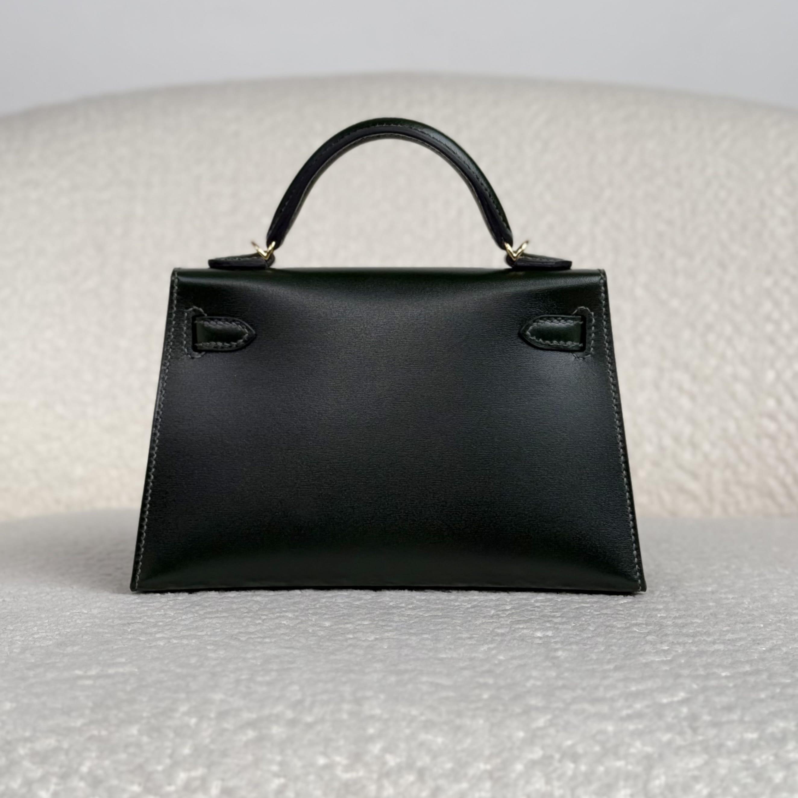 Hermès Vert Fonce Mini Kelly Sellier 20 Box Gold Hardware