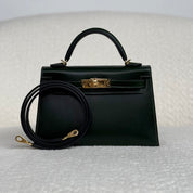 Hermès Vert Fonce Mini Kelly Sellier 20 Box Gold Hardware