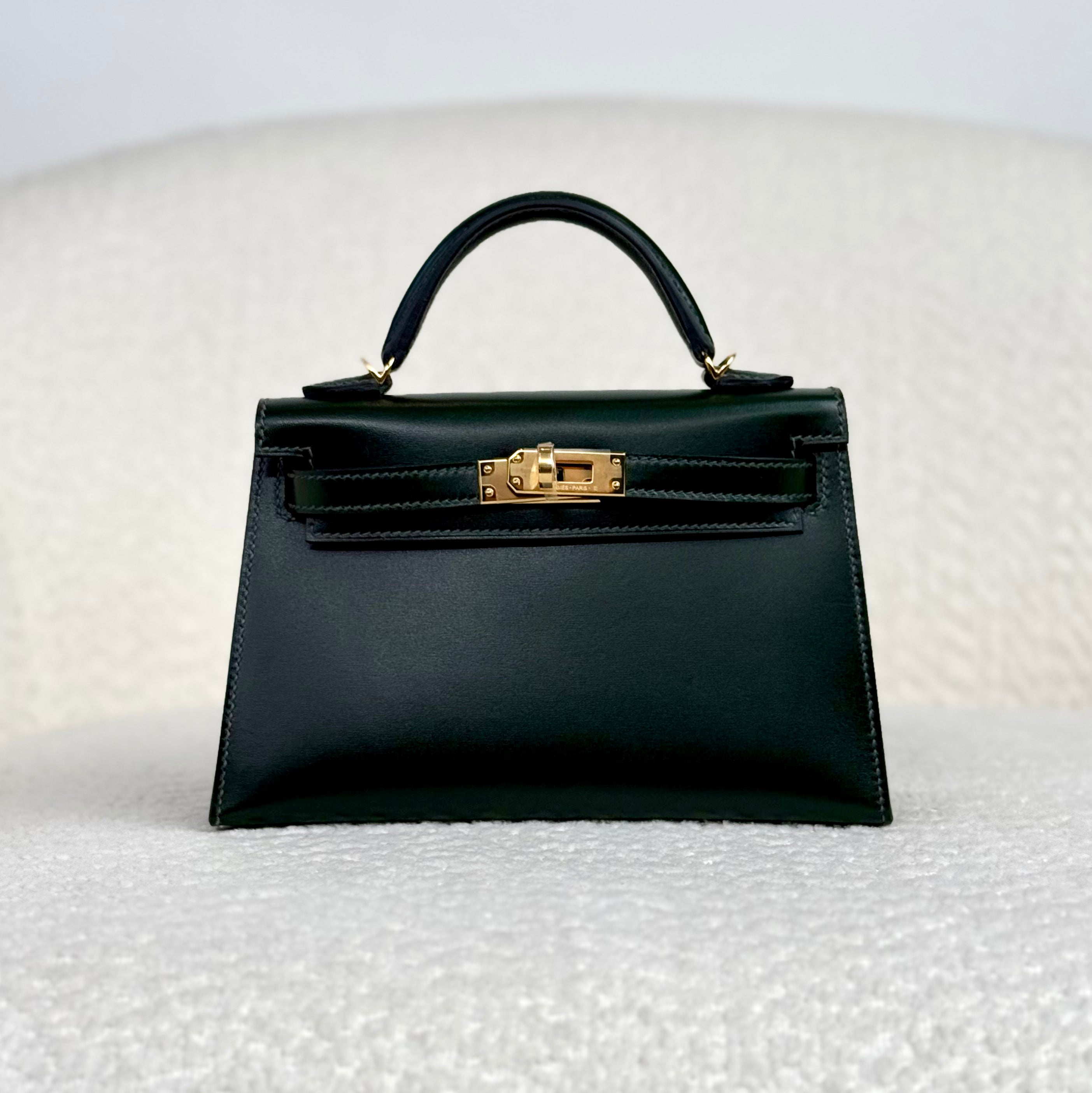 Hermès Vert Fonce Mini Kelly Sellier 20 Box Gold Hardware