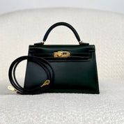 Hermès Vert Fonce Mini Kelly Sellier 20 Box Gold Hardware