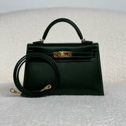 Hermès Vert Fonce Mini Kelly Sellier 20 Box Gold Hardware
