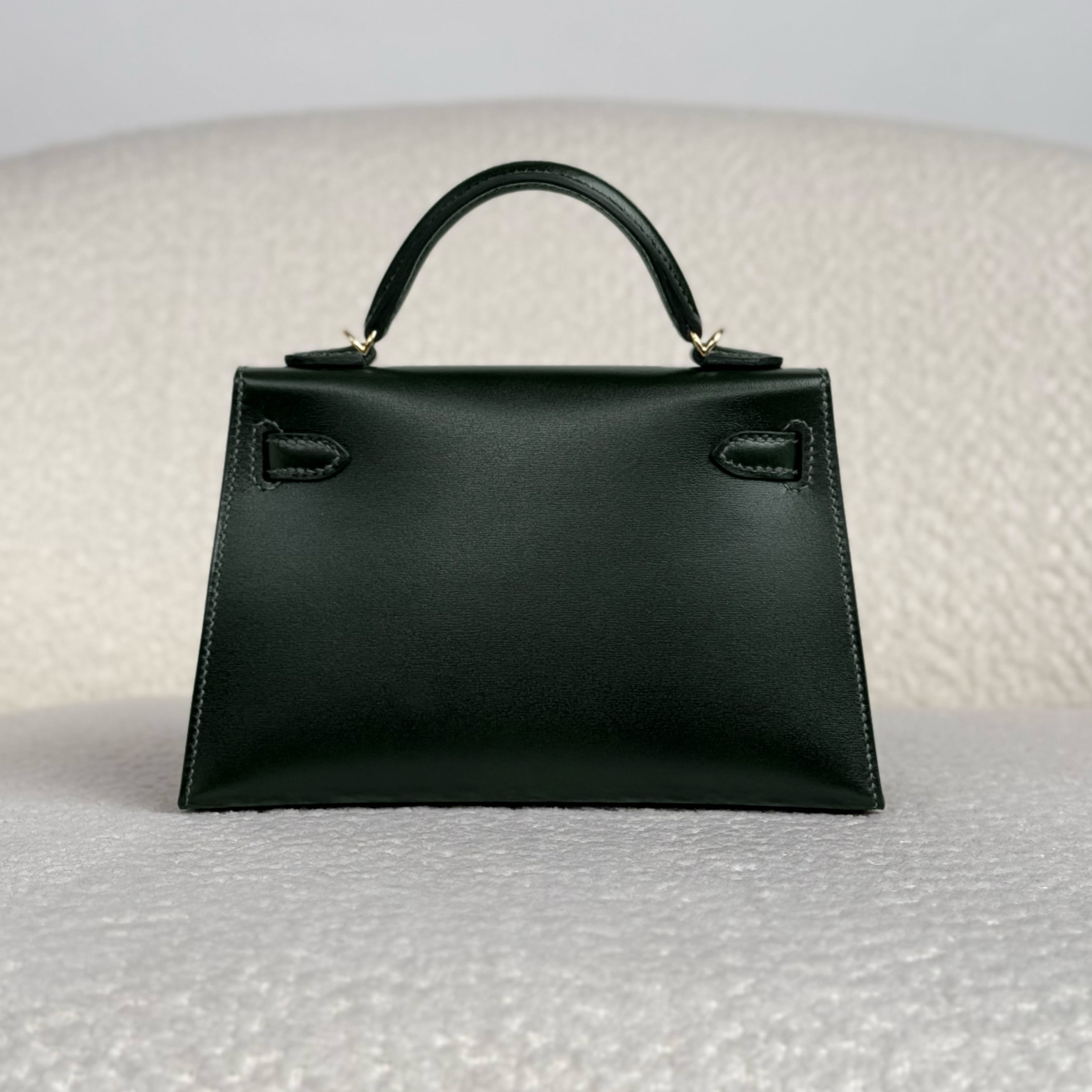 Hermès Vert Fonce Mini Kelly Sellier 20 Box Gold Hardware