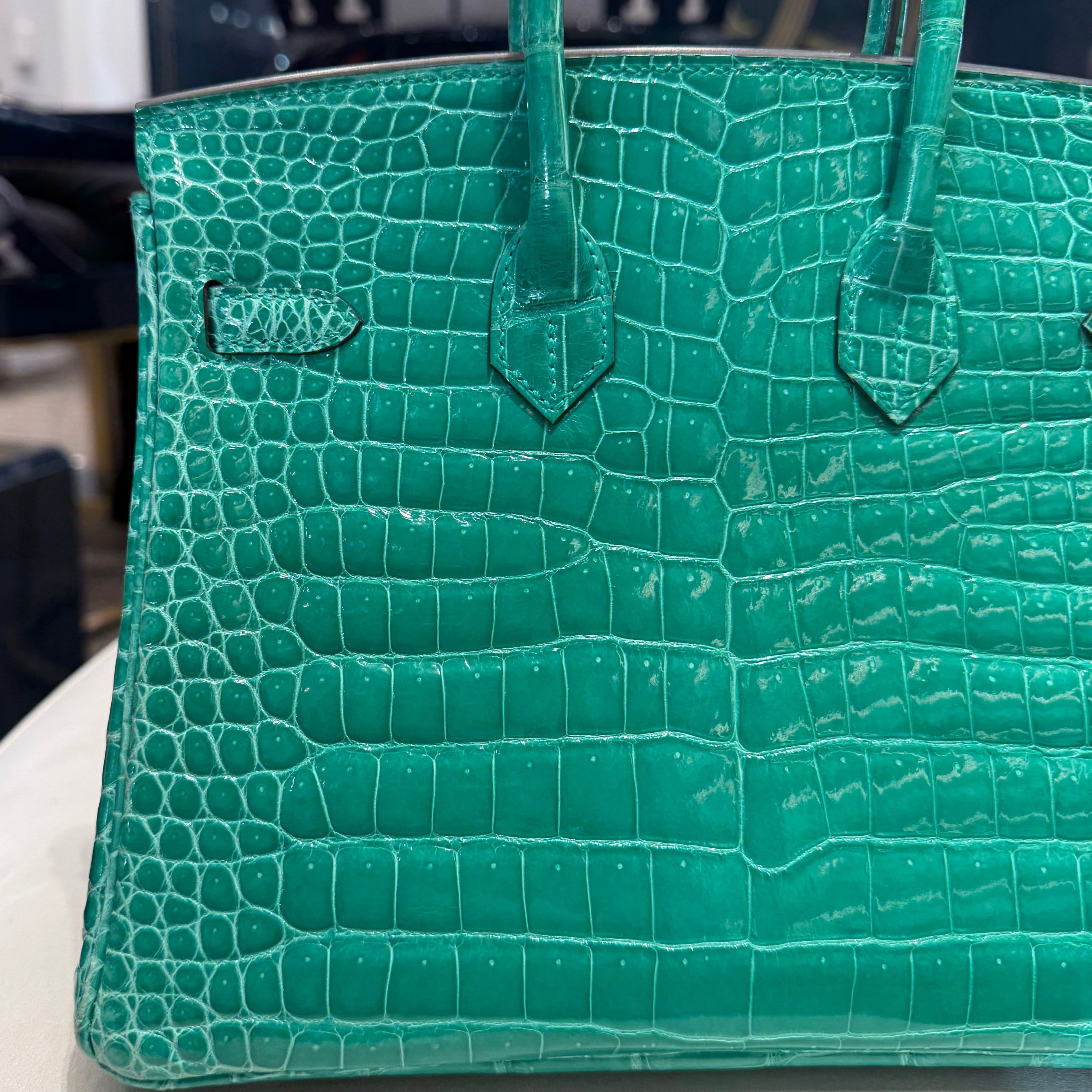 Hermès Vert Jade Birkin 25 Crocodile Porosus Palladium Hardware