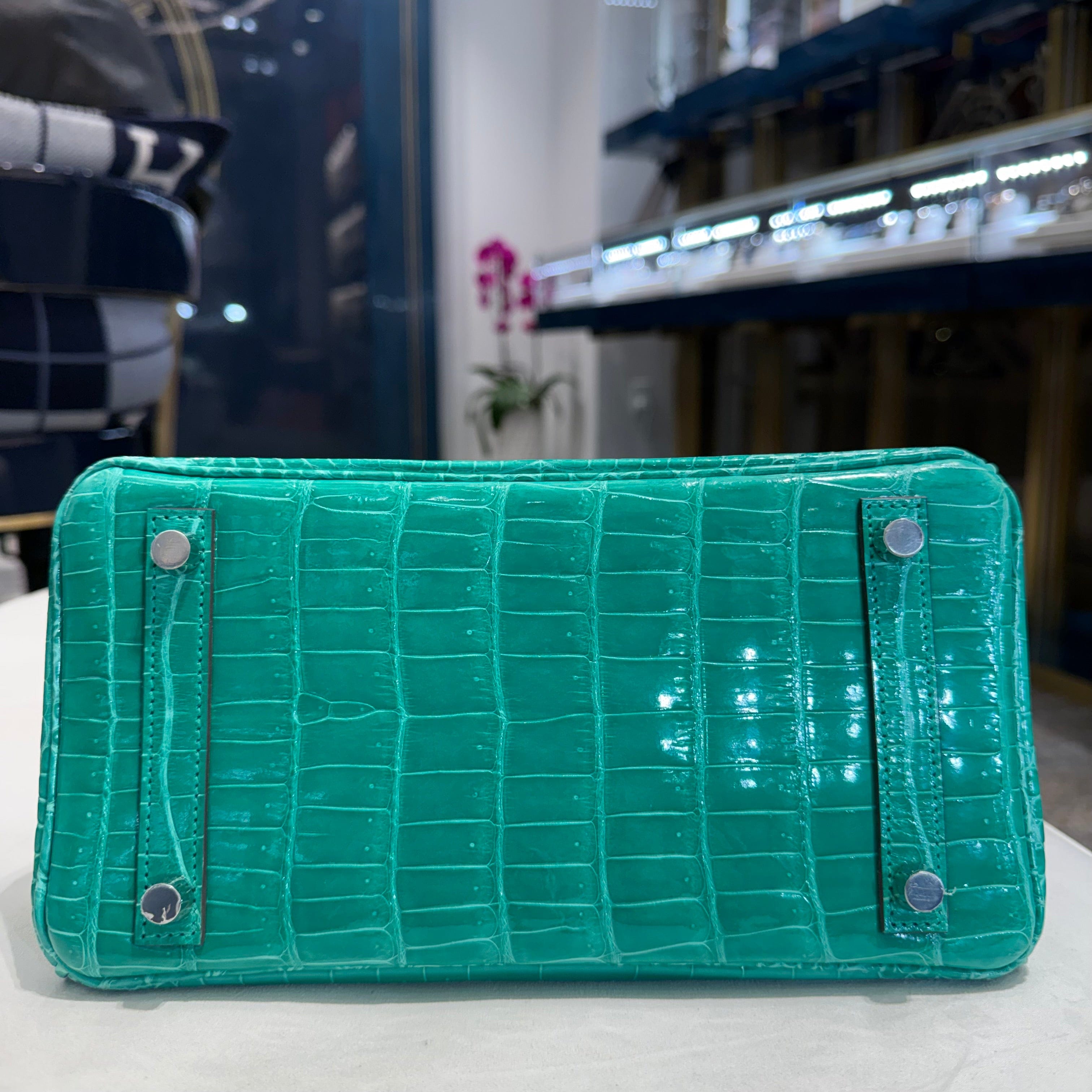 Hermès Vert Jade Birkin 25 Crocodile Porosus Palladium Hardware