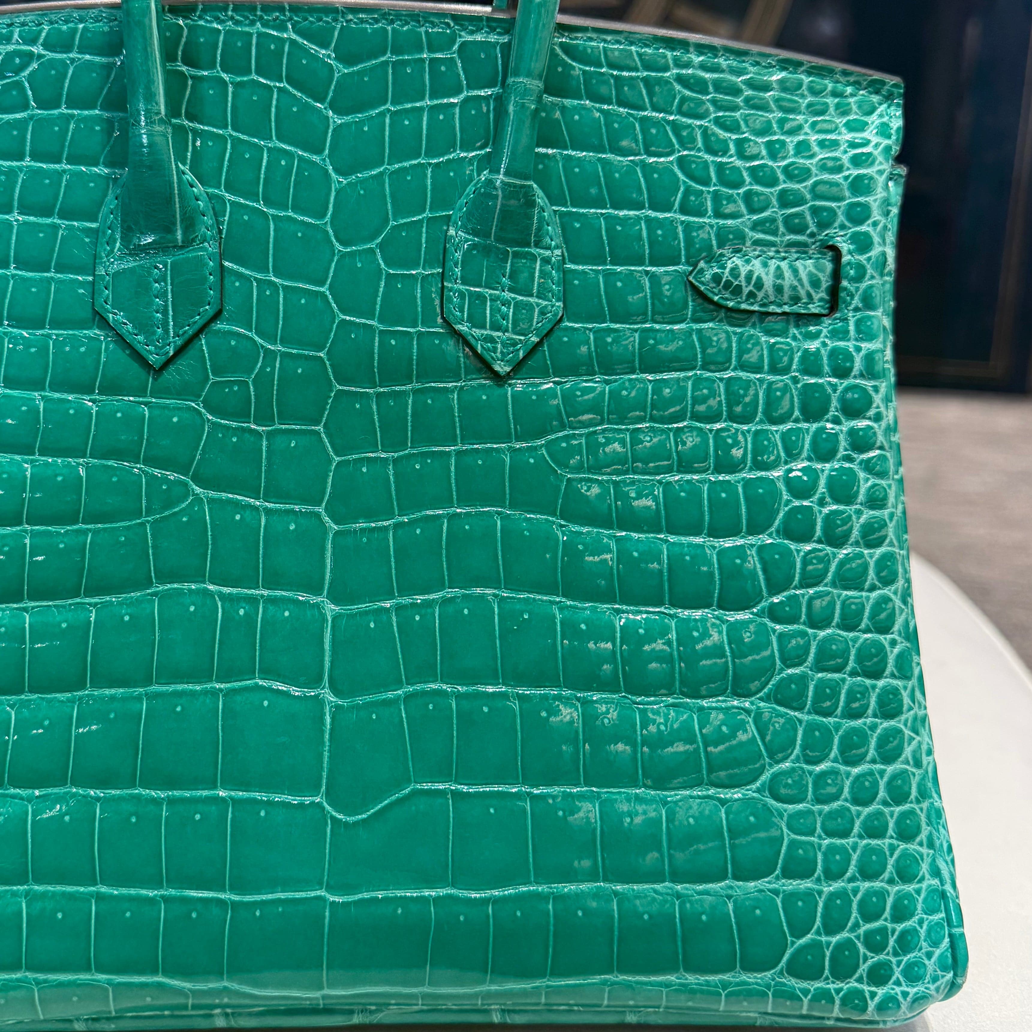 Hermès Vert Jade Birkin 25 Crocodile Porosus Palladium Hardware