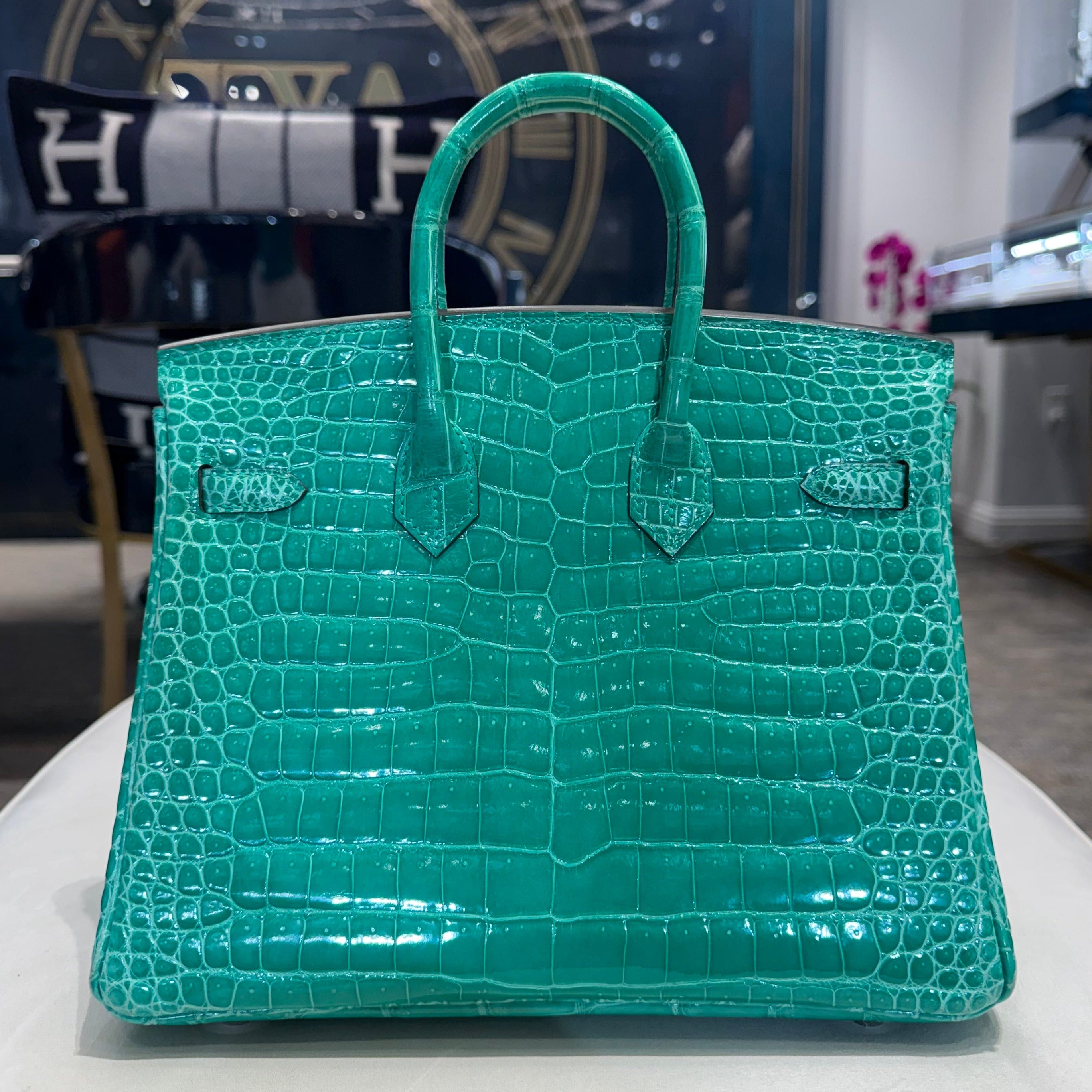 Hermès Vert Jade Birkin 25 Crocodile Porosus Palladium Hardware