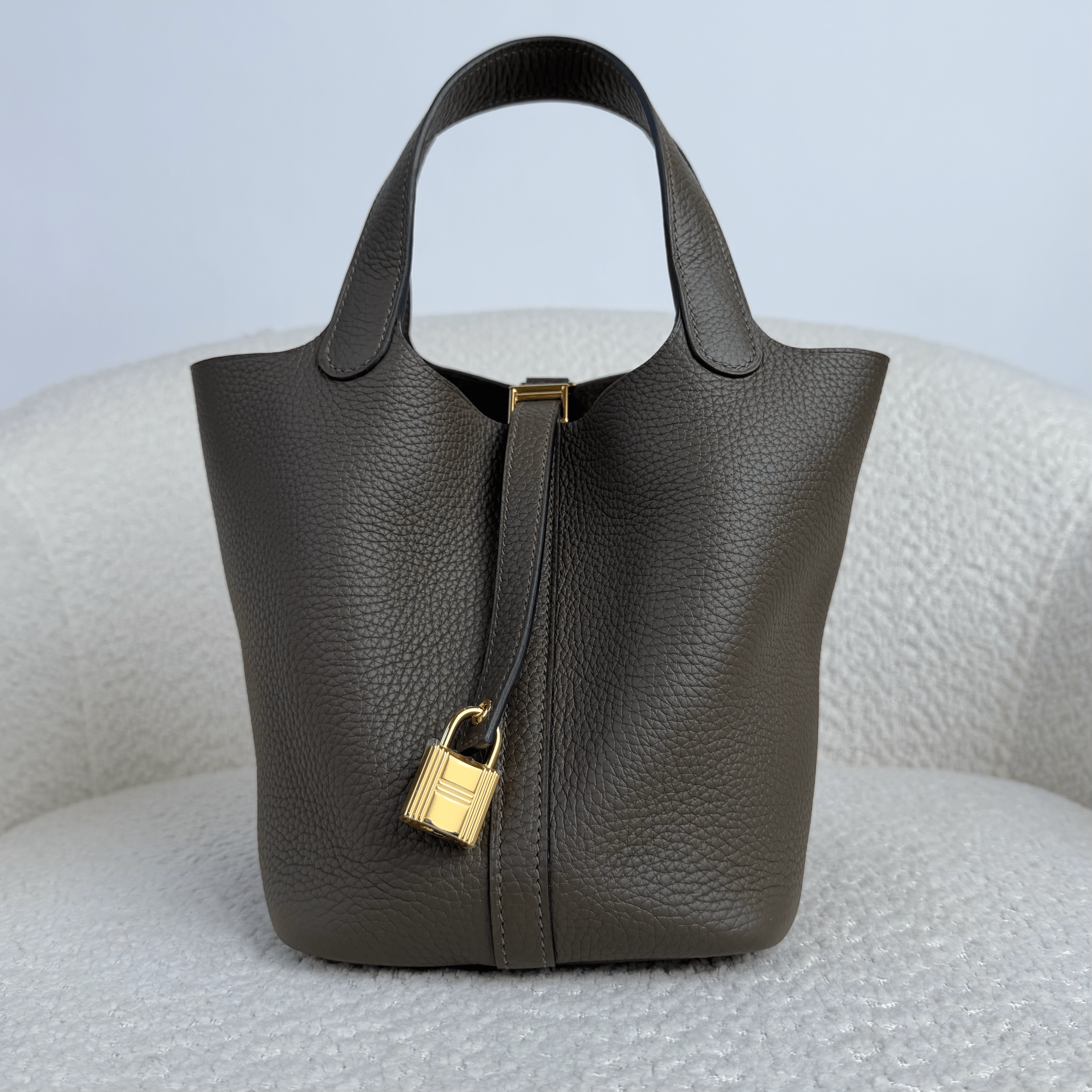 Hermès Vert Loden Picotin 18 Taurillon Clemence Gold Hardware