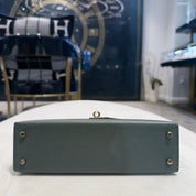 Hermès Vert Mangrove / Gris Pantin / Noir Mini Kelly Sellier 20 Epsom Permabrass Hardware
